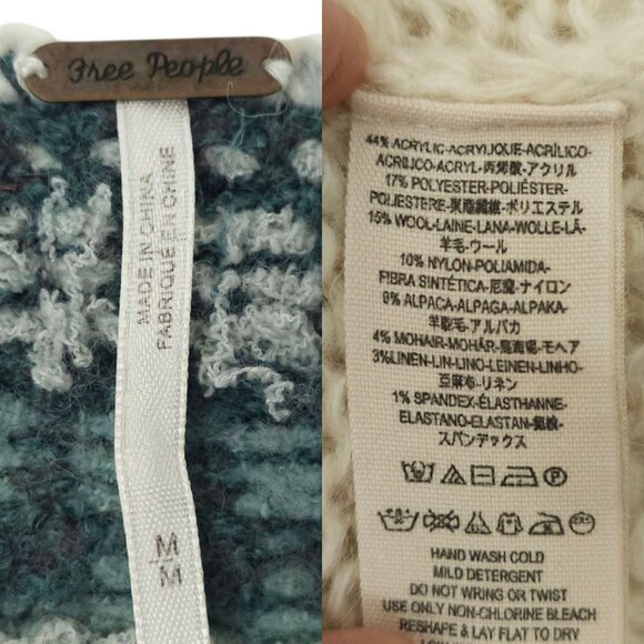 Free People Baltic Fair Isle Sweater Womens M Balloon Sleeve Oversized Boho - Picture 8 of 16